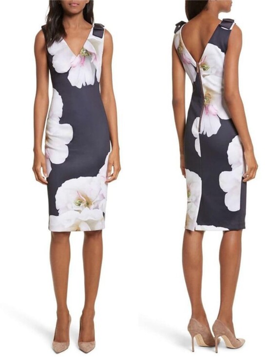 Ted Baker Dresses & Skirts - Ted Baker Gardenia Soleia Bow Shoulder Bodycon Midi Dress Size 1 Size 4